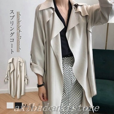 スプリングコートトレンチコートレディース春服春ロングaラインベルト付きオシャレ着痩せアウター韓国風通勤ゆったりカジュアルol代30代 通販 Lineポイント最大get Lineショッピング