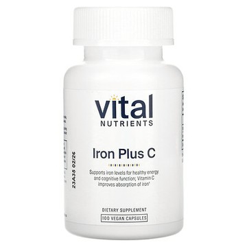Vital Nutrients, 鐵 + 維生素 C，100 粒全素膠囊