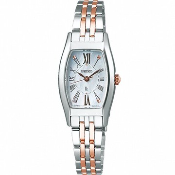 SEIKO 精工錶 LUKIA 系列 Cinderella 魔法酒桶型太陽能錶 V117-0EE0KS (SUP439J1)-19x33mm-白貝鋼帶【刷卡回饋 分期0利率】【APP下單點數13倍送】