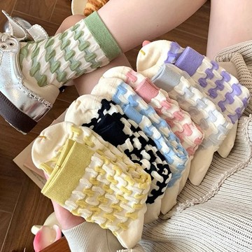 台灣出貨 女襪子 立體堆堆襪 女春夏薄款襪子 糖果色中筒襪 日係撞色泡泡女襪 黑色冰冰襪 女中筒襪 女生襪子 中筒襪子