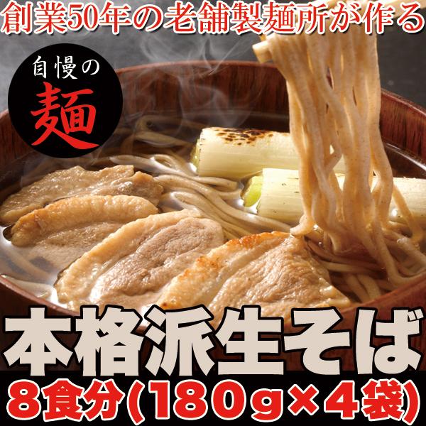 生そば 8食 (180g×4袋) つゆ付 生麺 蕎麦 簡単調理 濃縮つゆ 常温 本格派生そば