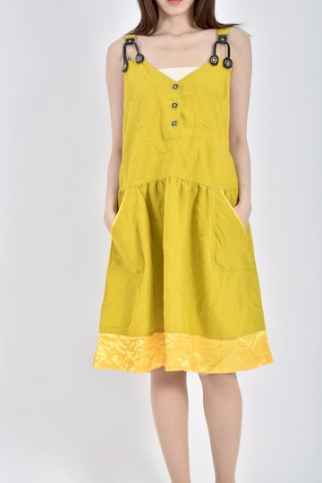 (L) sonsy吊帶無袖黃色長裙