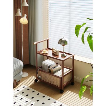 中古風小推車帶輪置物架客廳沙發邊幾可移動小戶型儲物收納架床頭