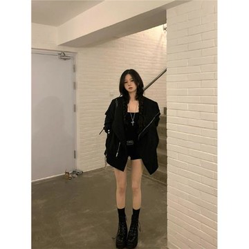 設計感小眾甜辣妹衛衣拉鏈帽衫