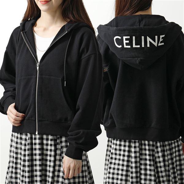 CELINE クロップトップ ロゴ パーカー ジップ付き ショート丈 日本販売 