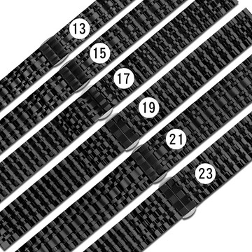 Watchband / 13.15.17.19.21.23mm / 各品牌通用 亮光色澤 蝴蝶雙壓扣 不鏽鋼錶帶 黑色 #852-42-BK