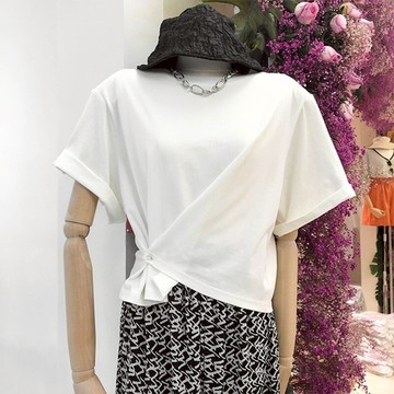 設計感短袖t恤女網紅夏季短款體恤韓版ins潮原宿bf怪味心機上衣服