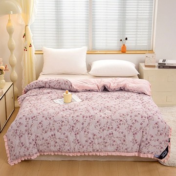 NATURALLY JOJO 韓風水洗紗石墨烯雙色被  胡姬花粉  210 x 180cm