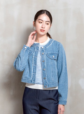 PY by perng yuh Exclusive-蔚藍圓舞曲刷鬚牛仔外套