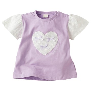 akachan honpo - 短袖T恤-造型裝飾-紫色