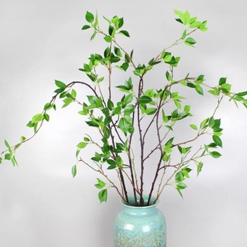 北歐綠植高質仿真花 綠色瑞木葉花藝配草客廳裝飾花餐桌擺放假花