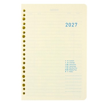2027年25K橫式週誌內頁(20孔6孔通用)