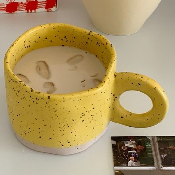 臺灣現/🎀水杯 杯具ins手捏不規則創意潑墨陶瓷馬克杯早餐牛奶咖啡杯韓國風韓式小衆