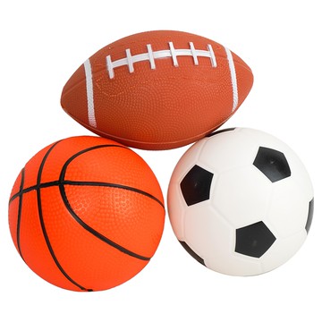 智裕玩具 幼兒安全運動球3件組 8101 12cm  1套  籃球 橘色 + 足球 黑白色 + 橄欖球 咖啡色