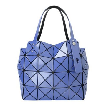 ISSEY MIYAKE 三宅一生-BAOBAO 幾何方格4x4 手提寶石包(丁香紫)大款/亮面