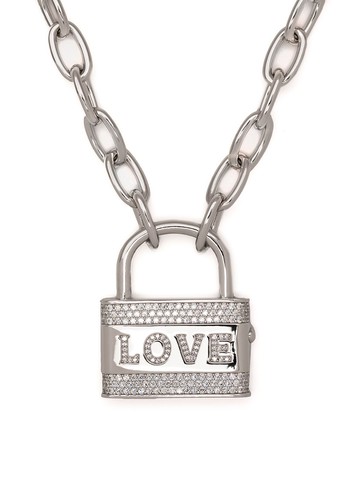 APM Monaco - embellished Love Lock necklace - women - Brass - One Size - Silver