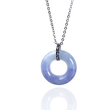 冰種紫羅蘭翡翠甜甜圈項鍊 18K金 | 天然緬甸玉翡翠A貨 | 送禮