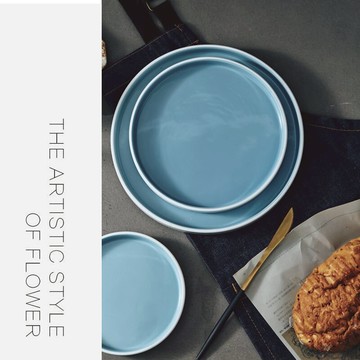 原創水果沙拉盤圓盤個性西餐盤牛排盤小碟子早餐盤面包盤1入