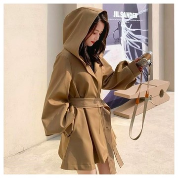 AKARA 中大服飾 女裝 哈利波特都穿綁帶寬袖連帽風衣斗篷外套 2色 S-XL 現+預