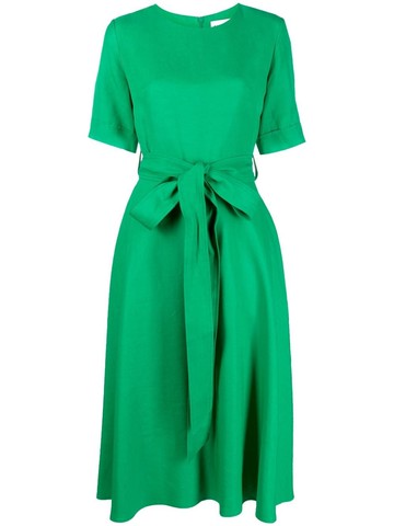 P.A.R.O.S.H. - belted flared midi dress - women - Linen/Flax/Viscose - S - Green