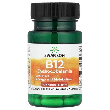 Swanson Vitamins, 維生素 B12，500 微克，30 粒全素膠囊