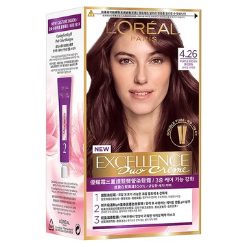 L'OREAL PARiS 巴黎萊雅 台灣公司貨 優媚霜三重護髮雙管染髮霜  4.26 紫紅棕色  1組