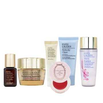 ESTEE LAUDER 雅詩蘭黛 全能妝前保養組[修護露+膠原霜+乖乖乳+細緻煥采雙效淨化潔面乳+櫻花版原生露+潤唇膏#04] _百貨公司專櫃貨