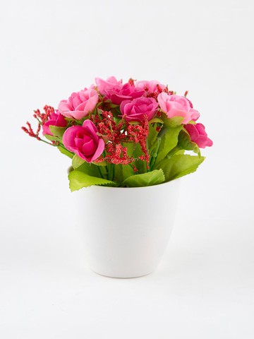 Mini Rose Artificial Flower Table Arrangement [Pink]