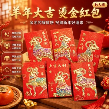 台灣出貨✨ 2026羊年新年紅包 創意春節利是封 個性卡通千元大紅包 6入組 兒童過年壓歲錢禮金袋