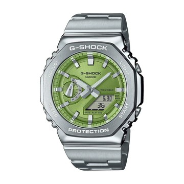 【CASIO 卡西歐】G-SHOCK 高質感金屬 絢彩錶盤 綠 簡約百搭 八角錶殼 GM-2110D-3A_44.4mm