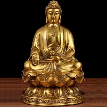 黃銅三寶佛像擺件釋迦牟尼佛阿彌陀佛藥師佛室內寺廟佛堂居家供奉