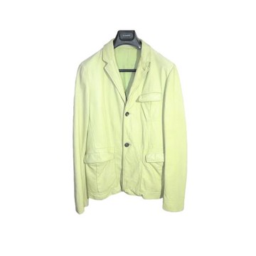 Jil Sander Raf Simons 11AW新芽黃綠厚質真皮簡約線條感西裝IT48