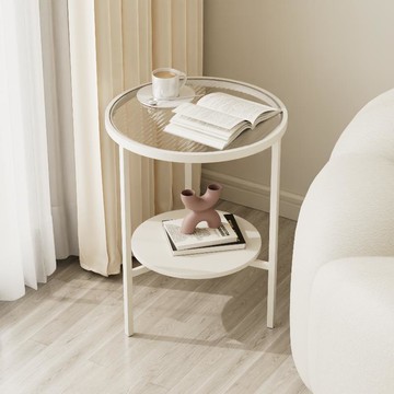 ??免運 可開發票 輕奢客廳沙發巖板邊幾極簡迷你圓桌現代小戶型長虹玻璃圓形小茶幾