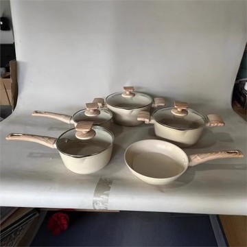 【鍋具套裝】五件套六件套奶鍋平底鍋家用麥飯石炒鍋不粘鍋小煎鍋