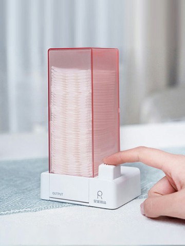 皇家用品自動化妝棉收納盒按壓式懶人輕奢帶蓋梳妝臺桌面卸妝棉盒