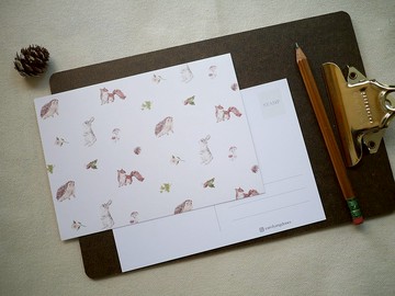 森林小動物 兔子刺蝟松鼠款 明信片