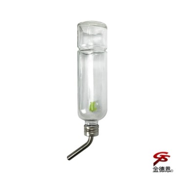 LIXIT鸚鵡鳥鼠兔類45度鋼管雙珠出水設計防咬玻璃飲水瓶360cc附彈簧掛繩