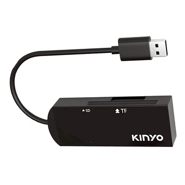 Kinyo 迷你雙槽讀卡機 17 x 9 x 44mm 線長85mm 13g  KCR-219  黑色  1個