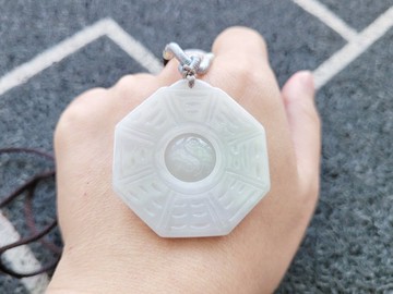 【親翠】天然翡翠 白冰大時來運轉可轉動調整式繩鏈