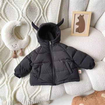 冬季新款黑色卡通小惡魔兒童羽絨服新國標90白鴨絨保暖外套