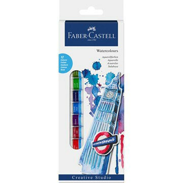 德國輝柏 Faber-Castell 169503 創意工坊水彩顏料12色 5ml【APP滿額下單4%點數(單一帳號最高1000點)】7/31止