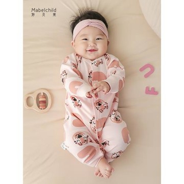 妙貝親春秋舒絨嬰兒連體衣貼身睡衣咪咪虎保暖哈衣爬服寶寶秋裝