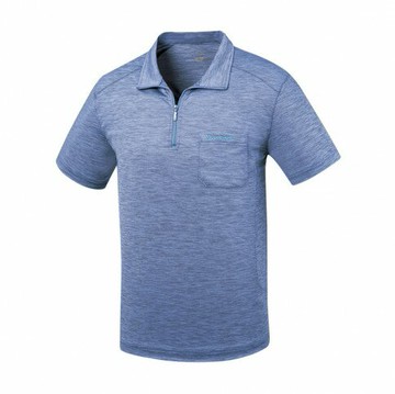 【【蘋果戶外】】山林 51P01 77 湛藍 男 膠原蛋白透氣排汗衣 POLO衫 短上衣 吸濕快乾拉鍊式立領 春夏 Mountneer