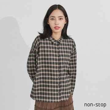 non-stop 秋氛經典格紋磨毛襯衫-2色