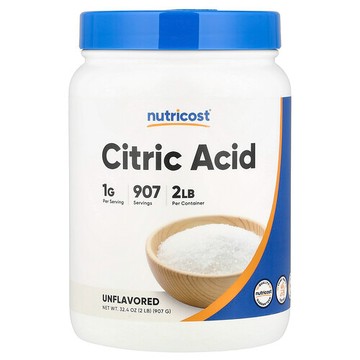 Nutricost, 檸檬酸，原味，32 盎司（907 克）