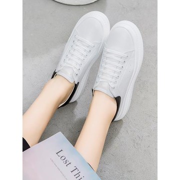 真皮小白鞋女厚底2022新款百搭平底運動休閑鞋內增高松糕鞋女板鞋