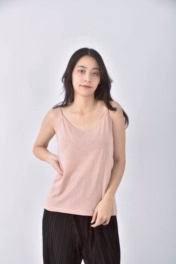 (S) 細肩帶粉色上衣