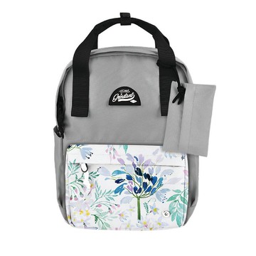 Grinstant混搭可拆組式13吋後背包 - 黑白系列 (灰色配水彩碎花)