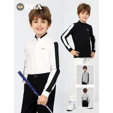 (免運)美國PGA青少年高爾夫衣服秋冬季長袖T恤男童套裝少兒服裝立領童裝