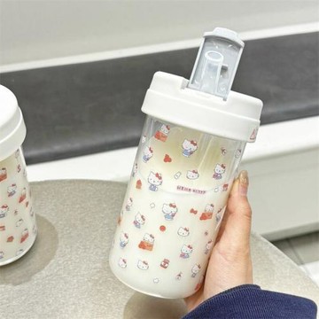 耐高溫防摔簡約運動水杯子高顏值水杯便宜帶手提茶隔吸管杯大容量
